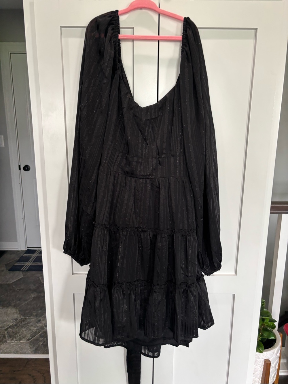 Altar'd State Black Metallic-Striped Mini Dress